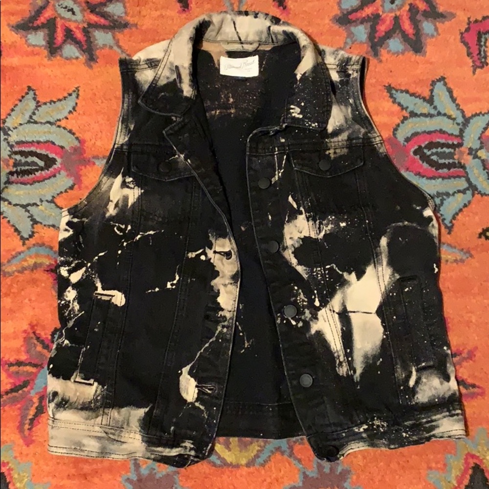 Tie Dye denim vest w/ pockets